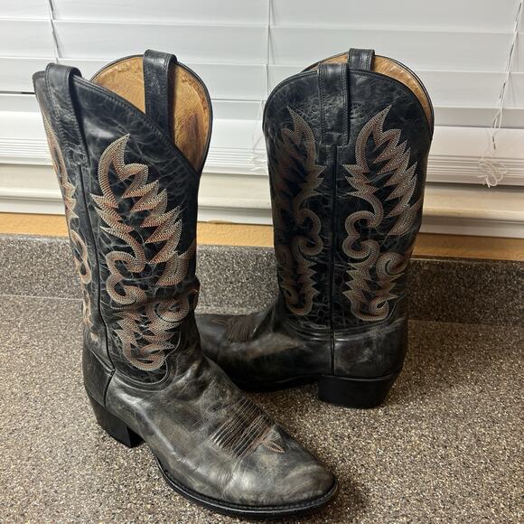 Cody James Black Embroidered Leather Western Cowboy Boots Men's 9 EE Mexico Made